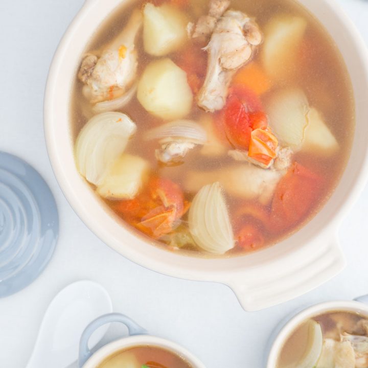 Thai potato soup with chicken drumettes