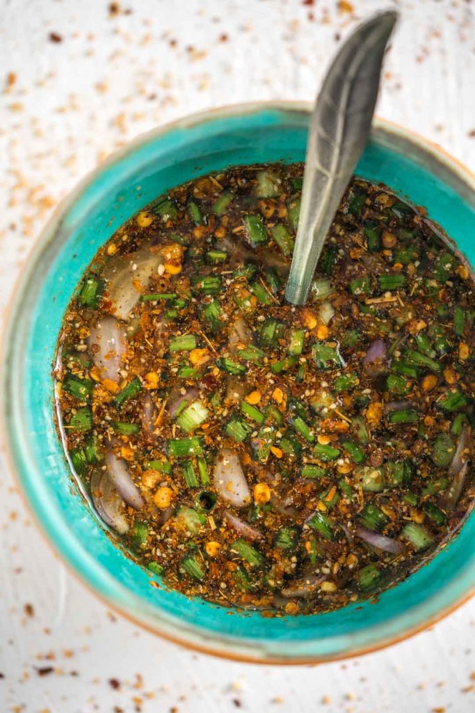 a bowl of Thai chili dipping sauce or nam jim jaew