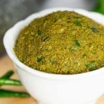 close up of Thai green curry paste