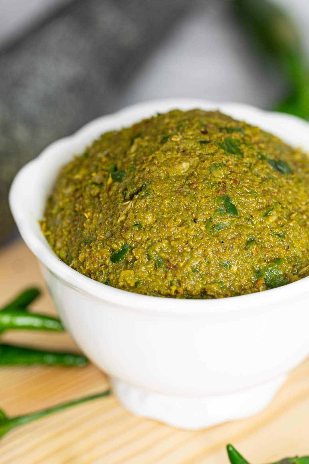 close up of Thai green curry paste