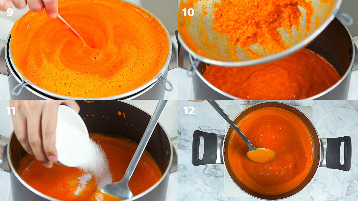 process shots of how to make Thai Sriracha sauce