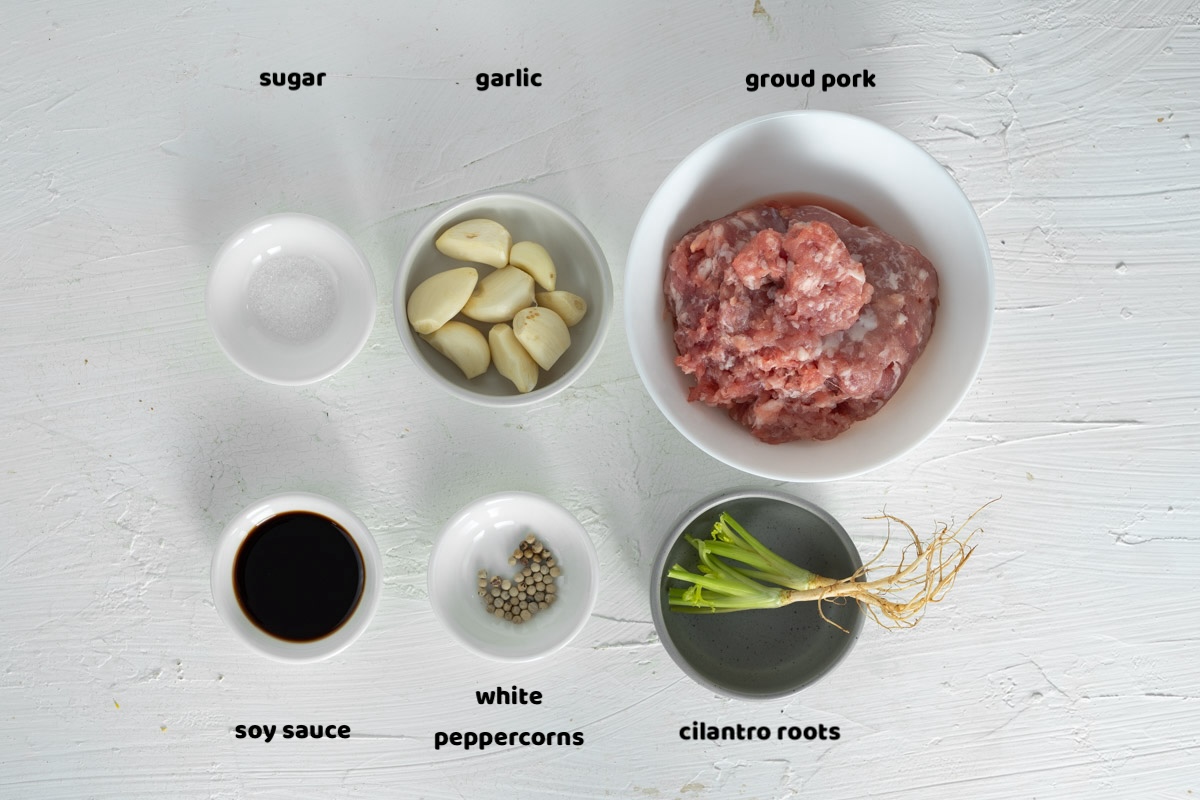 ingredients for marinating ground pork Thai style