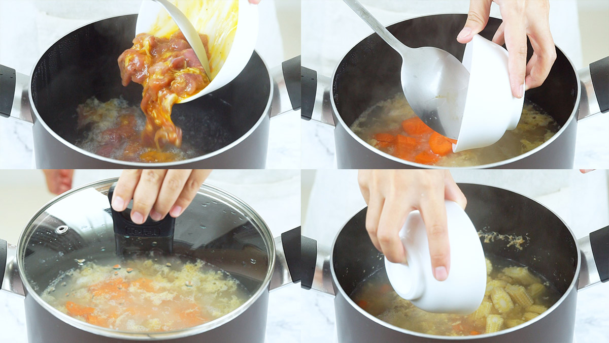 process shots of how to make Thai rad na ราดหน้า