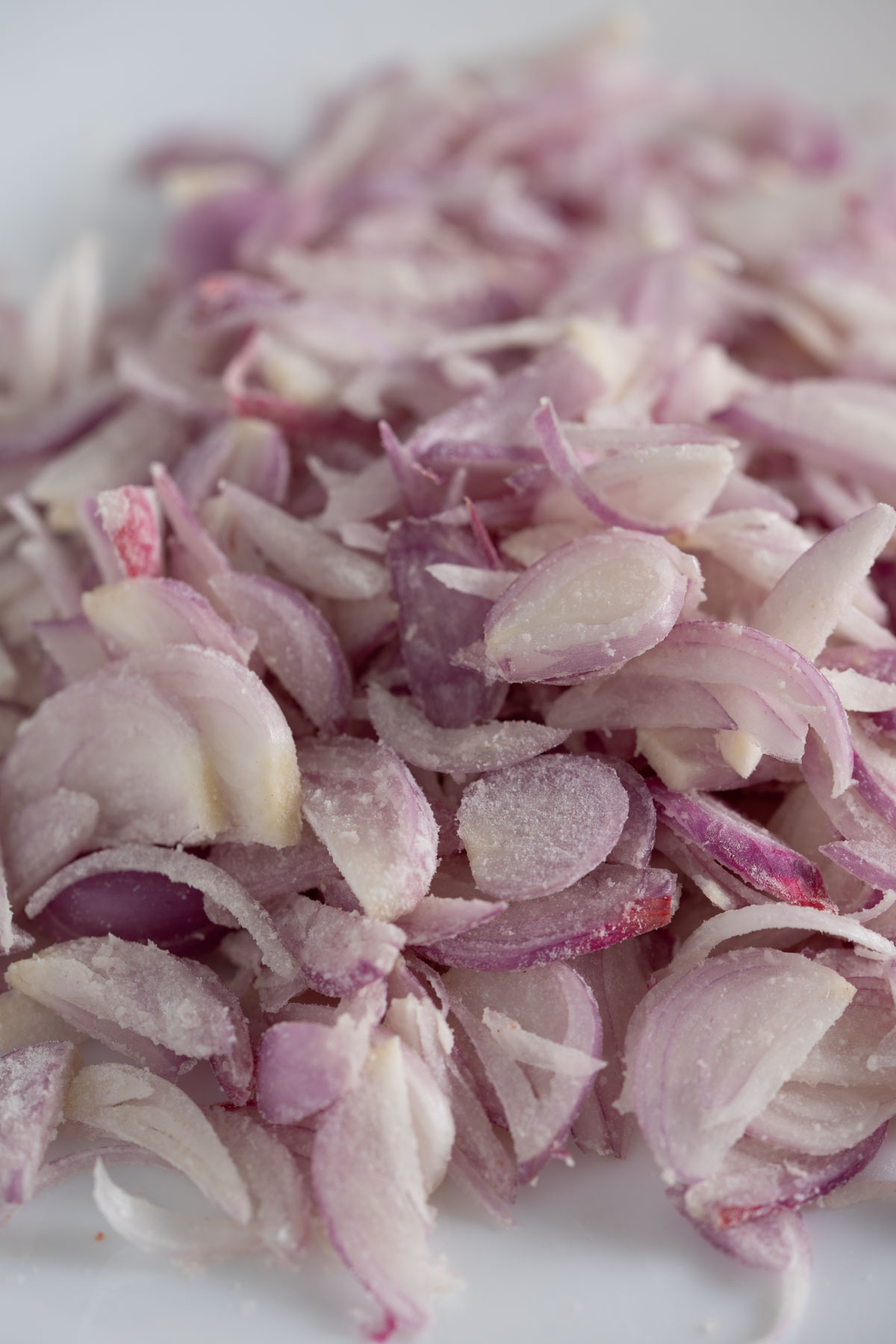 fresh shallots mixed with salt and flour