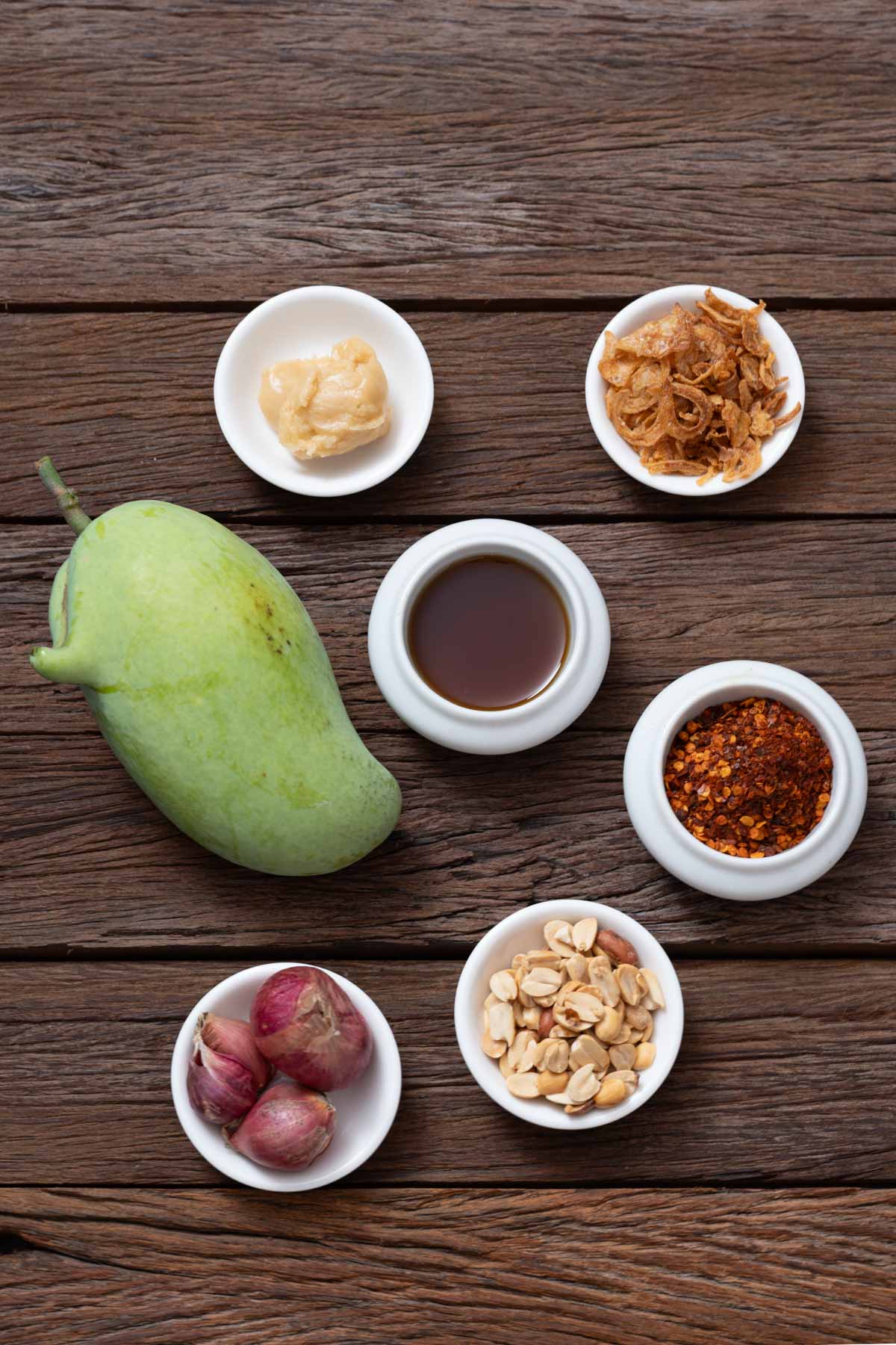 ingredients for making Thai green mango salad